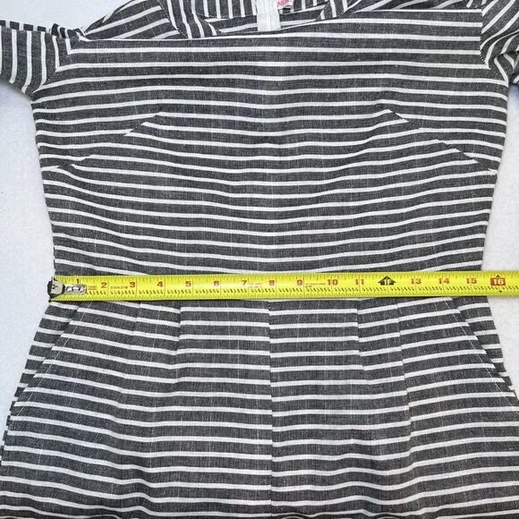 Mokingtop crop jumpsuit lightweight cotton black white stripes womens sz M - Picture 12 of 16